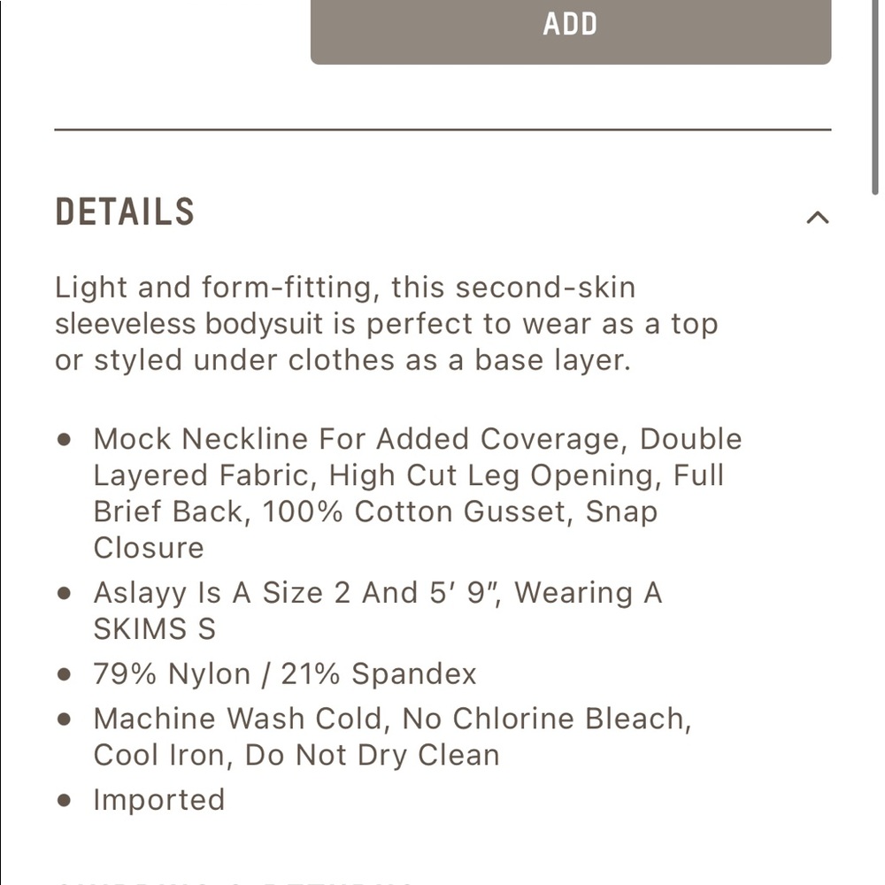 Skims Fits Everybody Sleeveless Mock Neck Bodysuit Sienna - Picture 9 of 9